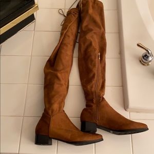 Brown thigh high boots